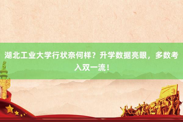 湖北工业大学行状奈何样？升学数据亮眼，多数考入双一流！