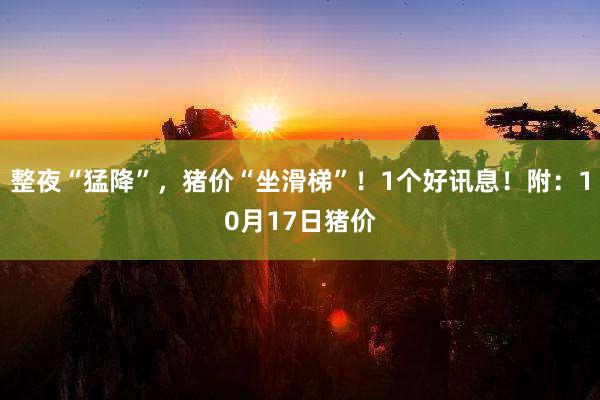 整夜“猛降”，猪价“坐滑梯”！1个好讯息！附：10月17日猪价