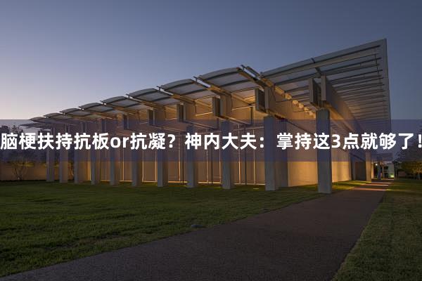 脑梗扶持抗板or抗凝？神内大夫：掌持这3点就够了！